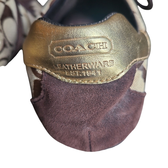 Coach Signature Canvas Sneakers Women’s 8M Brown Gold Katelyn - Picture 6 of 9